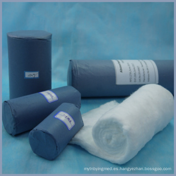 rollo de algodón médico empaquetado de diferentes tamaños de papel azul